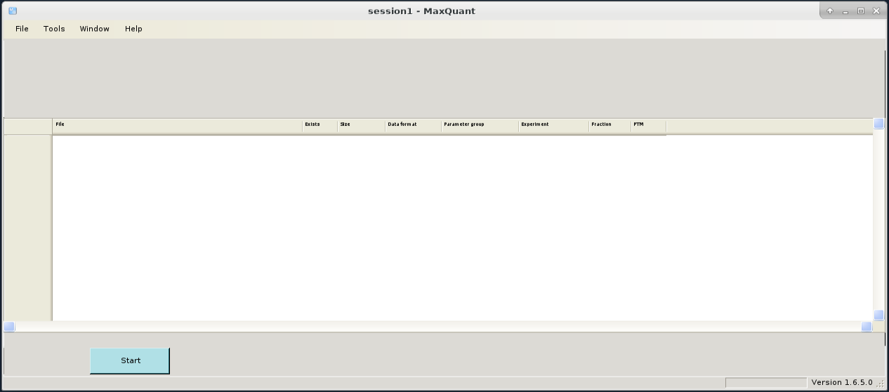 MaxQuant window